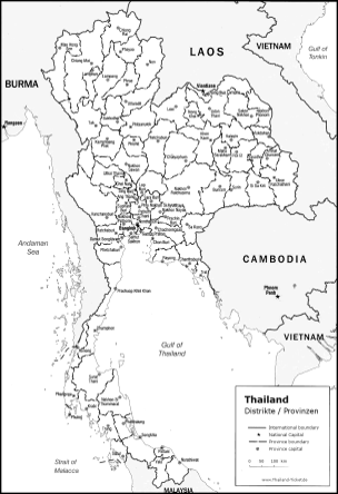 Thailand Karte, Map, Provinzen und Verwaltung