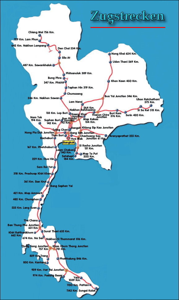 Zugstrecken von Thailand